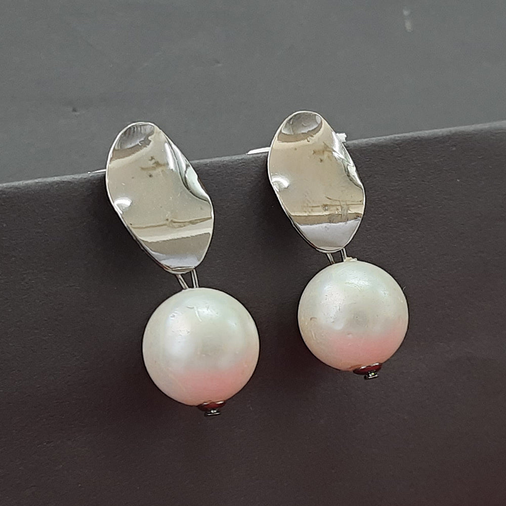 JewelMaze Silver Plated Stylish Earrings with Pearl Drop