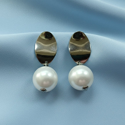 JewelMaze Black Plated Pearl Drop Earrings