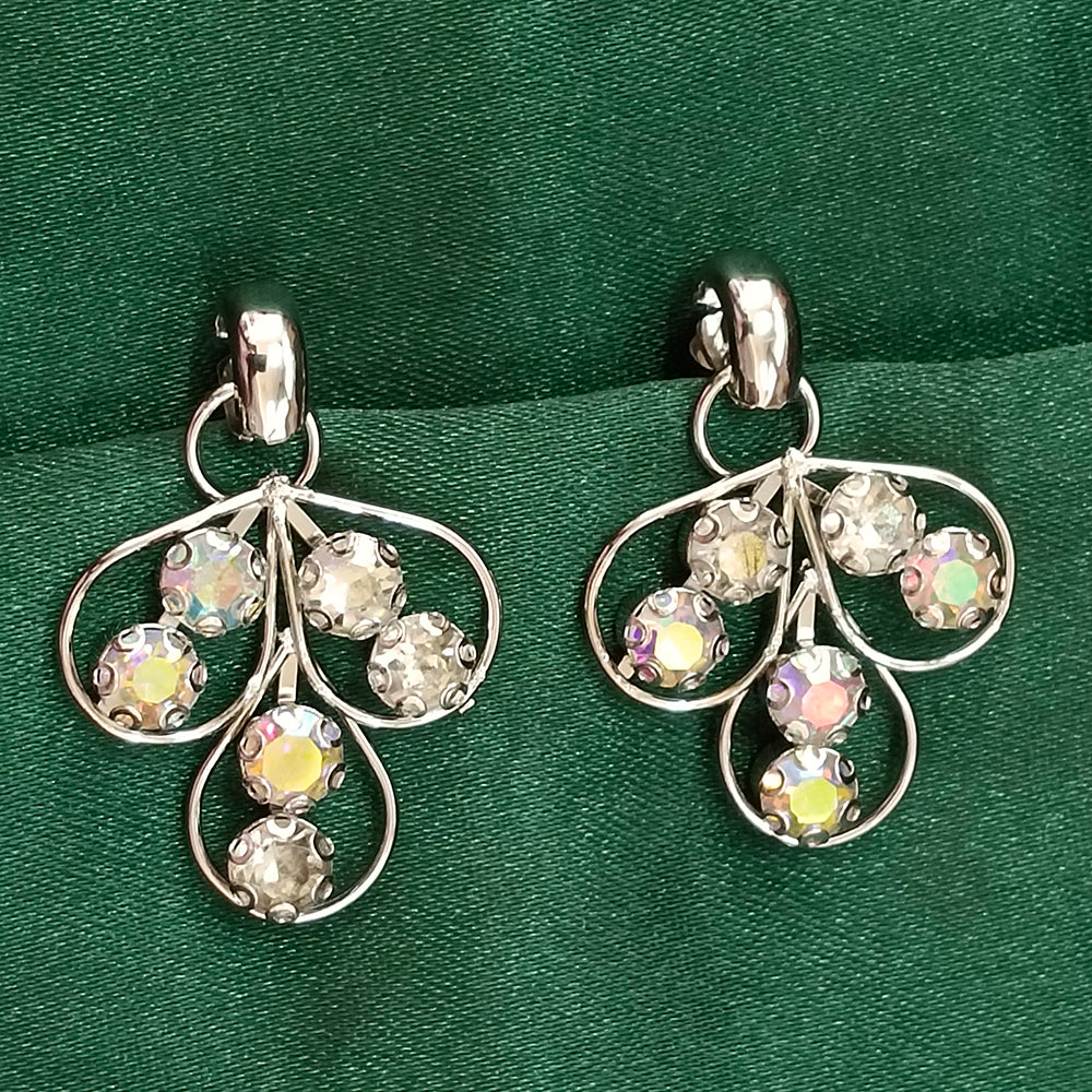 JewelMaze Silver Plated Diamond Earrings