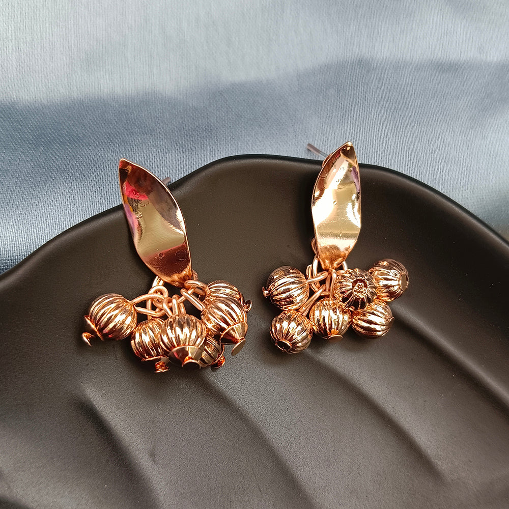 JewelMaze Rose Gold Plated Beaded Drop Earrings for Women