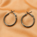 JewelMaze Classic Black Finish Hoop Earrings