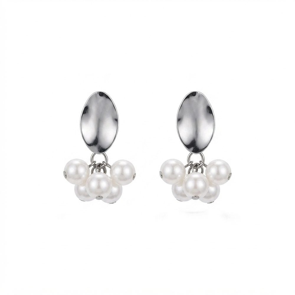 JewelMaze Silver Plated  Pearl Drop Earrings for Women