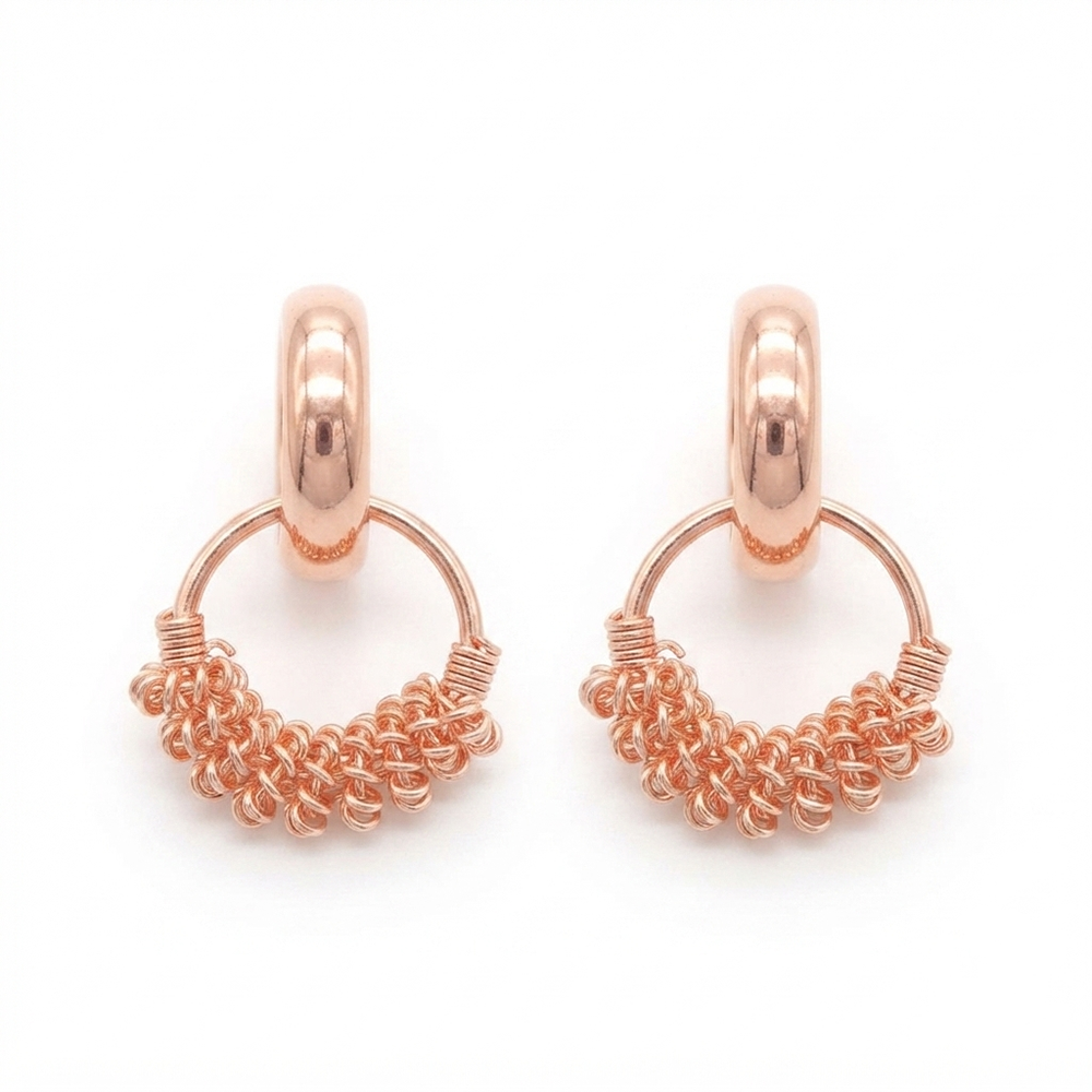 JewelMaze Rose Gold Plated Designer Hoop Earrings for Women