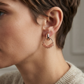 JewelMaze Rose Gold Plated Designer Hoop Earrings for Women