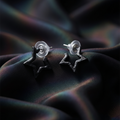 JewelMaze Trendy Black Star Geometric Hoop Earrings for Women