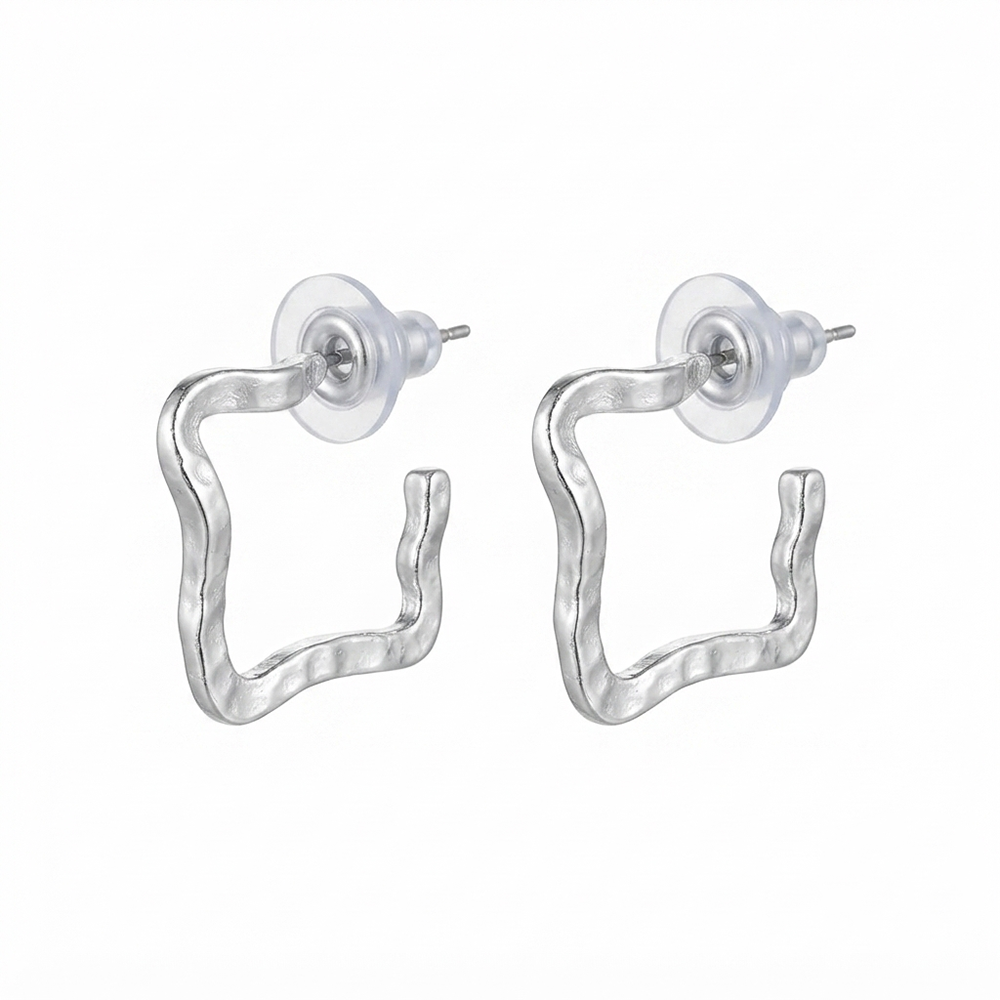 JewelMaze Trendy Silver Geometric Hoop Earrings for Women