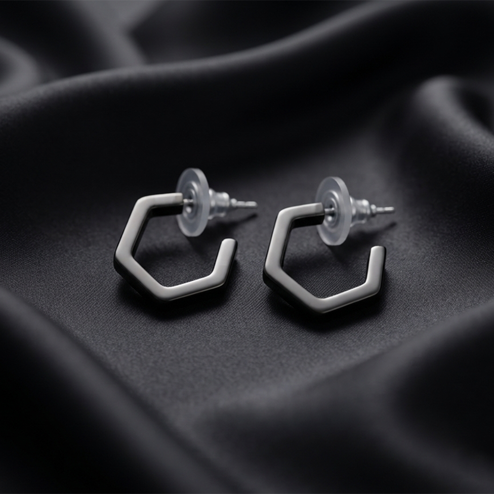 JewelMaze Trendy Black Geometric Hoop Earrings for Women