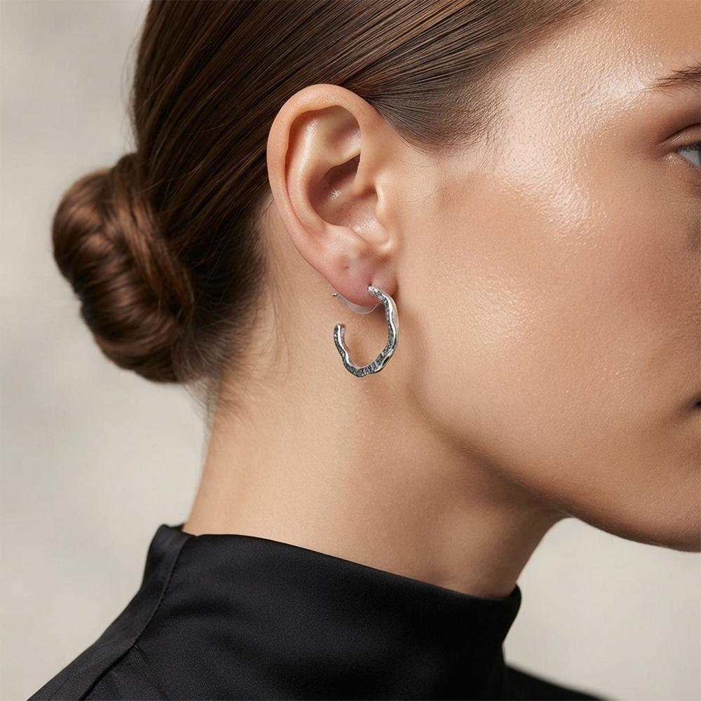 JewelMaze Trendy Silver Geometric Hoop Earrings for Women