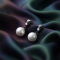 JewelMaze Trendy Silver Pearl Drop Stud Earrings for Women