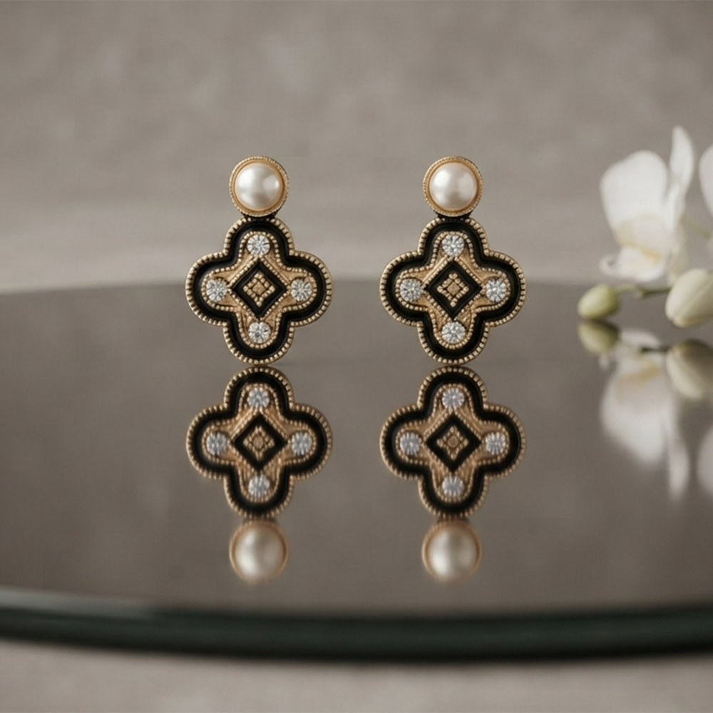 JewelMaze Exclusive Gold Plated Crystal Stone Elegant Earrings 
