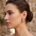 JewelMaze Rose Gold Plated Butterfly Shape Austrian Stone & Pearl Stud Earrings for Women 