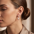 JewelMaze Rose Gold Plated  Austrian Stone & Pearl Stud Earrings for Women 