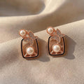 JewelMaze Rose Gold Plated Butterfly Motif Austrian Stone & Pearl Stud Earrings for Women 