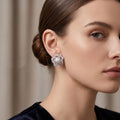 JewelMaze Stylish Silver Plated Floral Shape Austrian Stone & Pearl Stud Earrings for Women & Girls