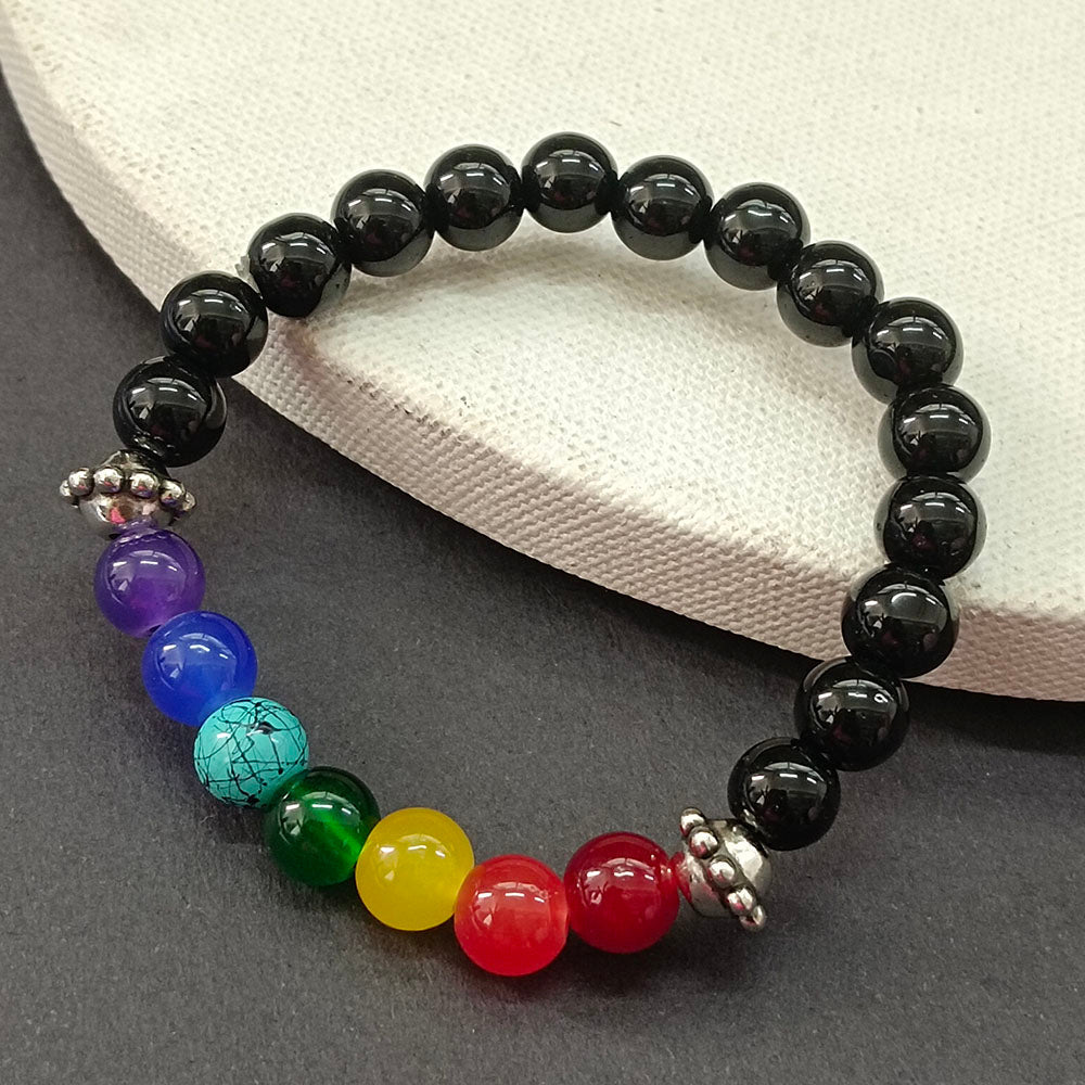 7 chakra black bead bracelet – image 1