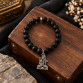 The99Jewel Black Matte Beads Bracelet with Lord Shiva Charm for Mens
