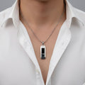 The99Jewel Black Enamel Chain Pendant For Men